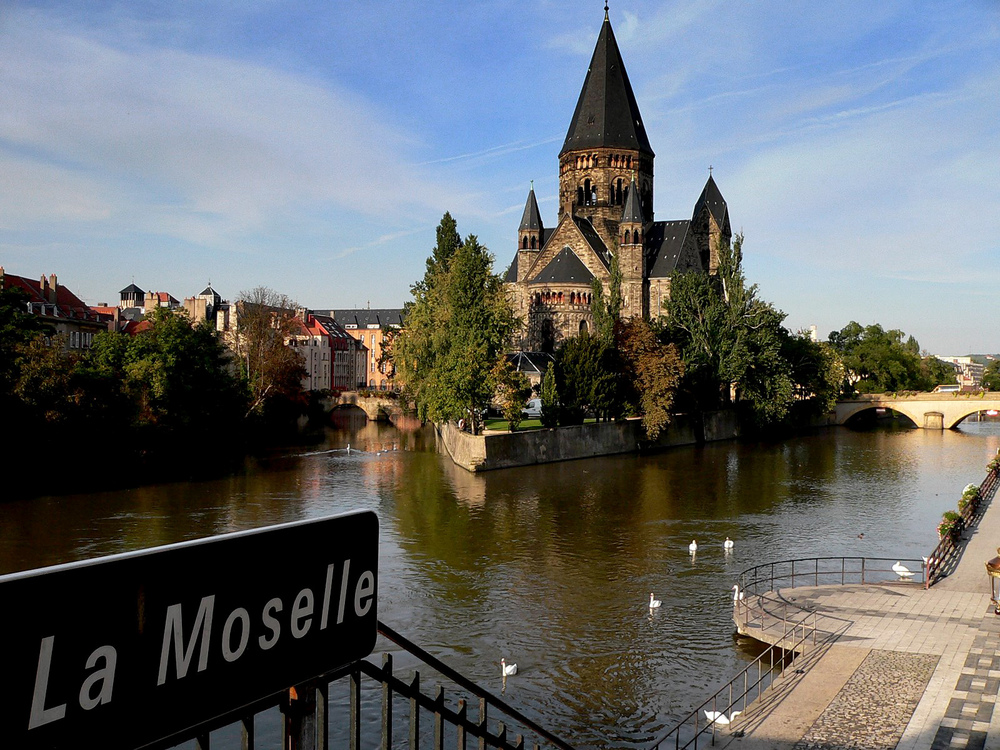 Historic building behind river view